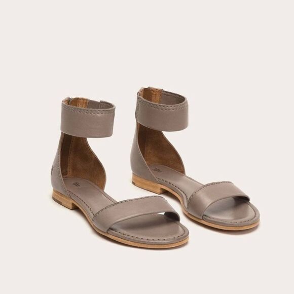 FRYE Caslon Ankle Zip Sandal, size 8.5, Gray. - Picture 2 of 5
